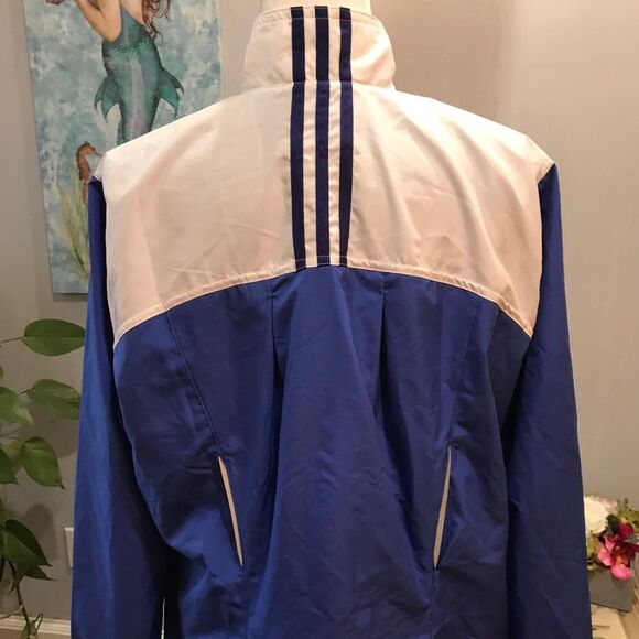 Vintage Adidas Mesh Lined Windbreaker Jacket Bue White Sz XL - Picture 6 of 16